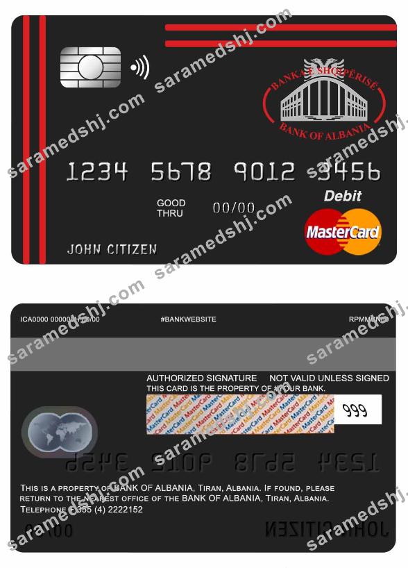 Albania Bank of Albania mastercard debit card